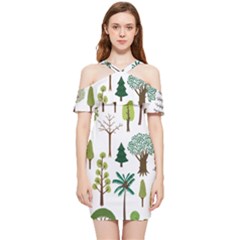 Chrismas Tree Greeen  Shoulder Frill Bodycon Summer Dress