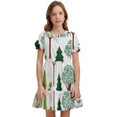 Chrismas Tree Greeen  Kids  Puff Sleeved Dress