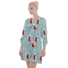 Christmas-pattern -christmas-stockings Open Neck Shift Dress
