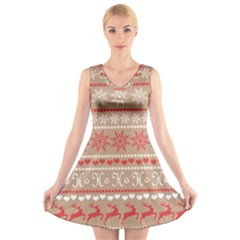 Christmas-pattern-background V-neck Sleeveless Dress