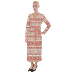 Christmas-pattern-background Velvet Maxi Wrap Dress