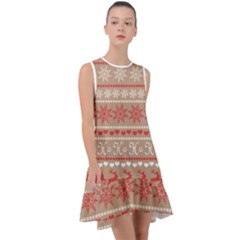 Christmas-pattern-background Frill Swing Dress