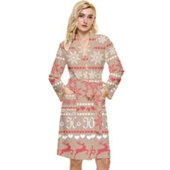 Christmas-pattern-background Long Sleeve Velour Robe