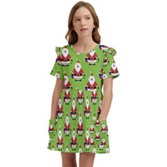 Christmas-santaclaus Kids  Frilly Sleeves Pocket Dress