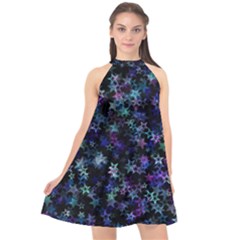 Christmasstars-002 Halter Neckline Chiffon Dress 