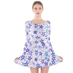 Christmasstars-005 Long Sleeve Velvet Skater Dress