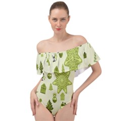 Christmas-stocking-star-bel Off Shoulder Velour Bodysuit 