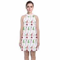 Santa-claus Velvet Halter Neckline Dress 