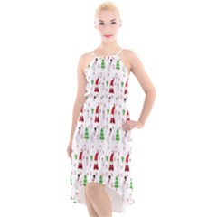 Santa-claus High-low Halter Chiffon Dress 