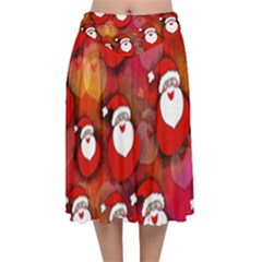 Seamless-santa Claus Velvet Flared Midi Skirt