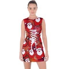 Seamless-santa Claus Lace Up Front Bodycon Dress