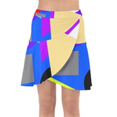 Shape Colorful Creativity Abstract Pattern Wrap Front Skirt