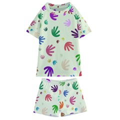 Doodle Squiggles Colorful Pattern Kids  Swim Tee And Shorts Set