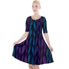 Background Quarter Sleeve A-line Dress by nateshop