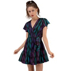 Background Flutter Sleeve Wrap Dress