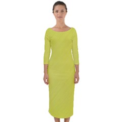Background-texture-yellow Quarter Sleeve Midi Bodycon Dress