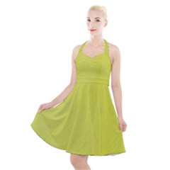Background-texture-yellow Halter Party Swing Dress 