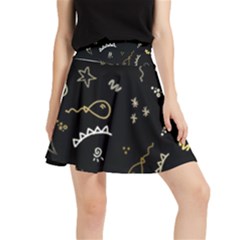 Background Graphic Beautiful Waistband Skirt