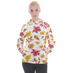 Watercolor-autumn-leaves-pattern-vector Women s Hooded Pullover
