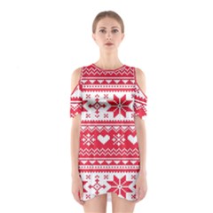 Nordic-seamless-knitted-christmas-pattern-vector Shoulder Cutout One Piece Dress
