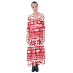 Nordic-seamless-knitted-christmas-pattern-vector Button Up Maxi Dress
