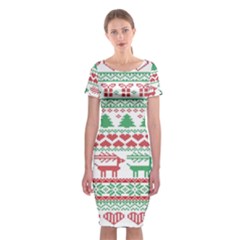 Scandinavian-nordic-christmas-seamless-pattern-vector Classic Short Sleeve Midi Dress