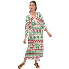 Scandinavian-nordic-christmas-seamless-pattern-vector Grecian Style  Maxi Dress