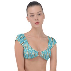 Vector-white-cartoon-trees-pattern Cap Sleeve Ring Bikini Top