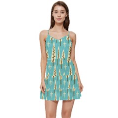 Vector-white-cartoon-trees-pattern Short Frill Dress