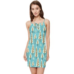 Vector-white-cartoon-trees-pattern Summer Tie Front Dress