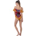 Abstract Backgroundgraphic Wallpaper Frill Detail One Piece Swimsuit View2