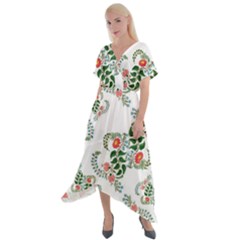 Background Pattern Texture Design Cross Front Sharkbite Hem Maxi Dress