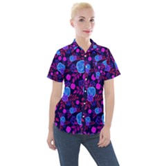 Illustration Background Wallpaper Women s Short Sleeve Pocket Shirt