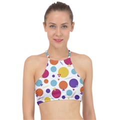 Background Polka Dot Racer Front Bikini Top