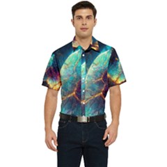 Abstract Galactic Wallpaper Men s Short Sleeve Pocket Shirt 