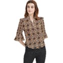 Abstract Sunflower Loose Horn Sleeve Chiffon Blouse View1