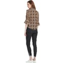 Abstract Sunflower Loose Horn Sleeve Chiffon Blouse View2