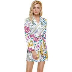 Flowers Long Sleeve Satin Robe