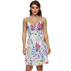 Flowers V-neck Pocket Summer Dress 