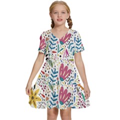 Flowers Kids  Short Sleeve Tiered Mini Dress