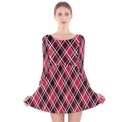 Geometric Long Sleeve Velvet Skater Dress