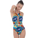 Natural Science Physics Laboratory Formula Plunge Cut Halter Swimsuit View1