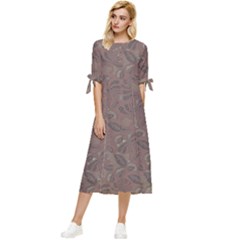 Batik-03 Bow Sleeve Chiffon Midi Dress