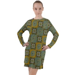 Batik-tradisional-01 Long Sleeve Hoodie Dress