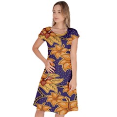 Seamless-pattern Floral Batik-vector Classic Short Sleeve Dress