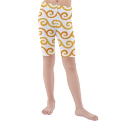 Seamless-pattern-ibatik-luxury-style-vector Kids  Mid Length Swim Shorts