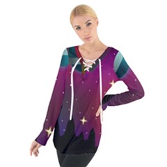 Asteroid Comet Star Space Aurora Tie Up Tee