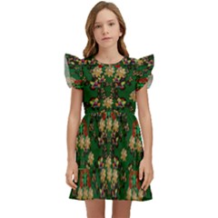 Ganesh Elephant Art With Waterlilies Kids  Winged Sleeve Dress