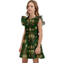 Ganesh Elephant Art With Waterlilies Kids  Winged Sleeve Dress View2