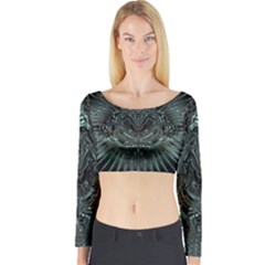 Abstract Art Fractal Artwork Long Sleeve Crop Top